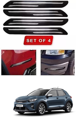 RONISH Microfibre, Silicone, Stainless Steel, Rubber Car Bumper Guard(Black, Silver, Pack of 4, Kia, Universal For Car)
