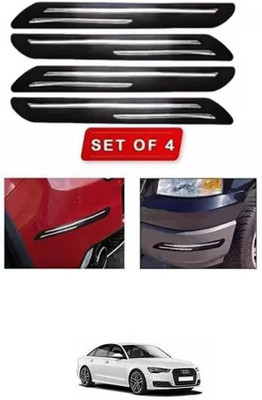RONISH Microfibre, Silicone, Stainless Steel, Rubber Car Bumper Guard(Black, Silver, Pack of 4, Maruti, A6)