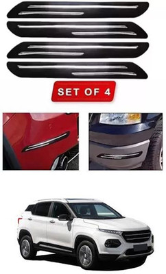RONISH Microfibre, Silicone, Stainless Steel, Rubber Car Bumper Guard(Black, Silver, Pack of 4, MG, Universal For Car)