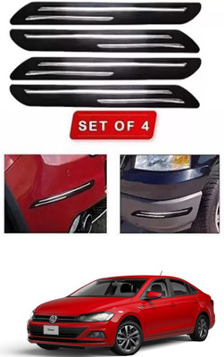 RONISH Microfibre, Silicone, Stainless Steel, Rubber Car Bumper Guard(Black, Silver, Pack of 4, Volkswagen, Universal For Car)
