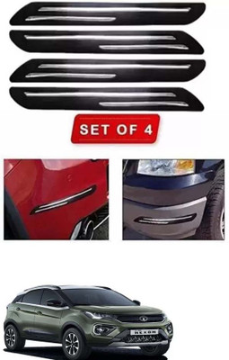 RONISH Microfibre, Silicone, Stainless Steel, Rubber Car Bumper Guard(Black, Silver, Pack of 4, Tata, Nexon)