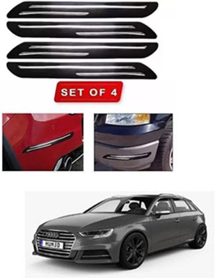 RONISH Microfibre, Silicone, Stainless Steel, Rubber Car Bumper Guard(Black, Silver, Pack of 4, Audi, S3)