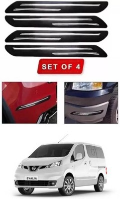 RONISH Microfibre, Silicone, Stainless Steel, Rubber Car Bumper Guard(Black, Silver, Pack of 4, Nissan, Evalia)