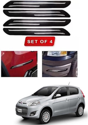 RONISH Microfibre, Silicone, Stainless Steel, Rubber Car Bumper Guard(Black, Silver, Pack of 4, Fiat, Palio)