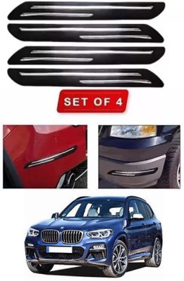 RONISH Microfibre, Silicone, Stainless Steel, Rubber Car Bumper Guard(Black, Silver, Pack of 4, BMW, X3)