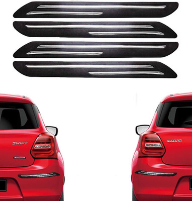 CARXTREME Rubber Car Bumper Guard(Black, Silver, Pack of 4, Universal For Car, Universal For Car)