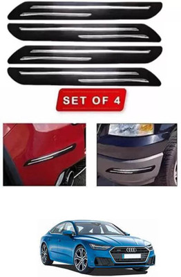 RONISH Microfibre, Silicone, Stainless Steel, Rubber Car Bumper Guard(Black, Silver, Pack of 4, Maruti, A7)