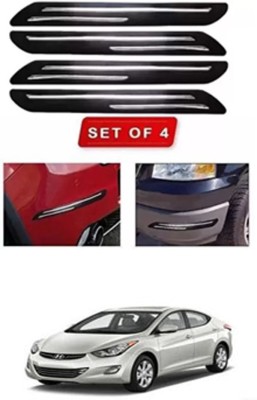 RONISH Microfibre, Silicone, Stainless Steel, Rubber Car Bumper Guard(Black, Silver, Pack of 4, Hyundai, Elantra)