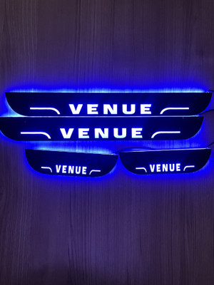 CARMART CSet of 4 Car Accessories door sill plates with blue light for Venue Door Sill Plate