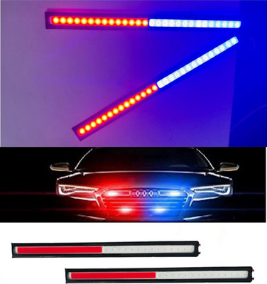 Delhismart RED/BLUE 17cm LED Light Strip Strobe Flash Car 12V DRL Slim light SET OF 2 Car Fancy Lights(Red, Blue)