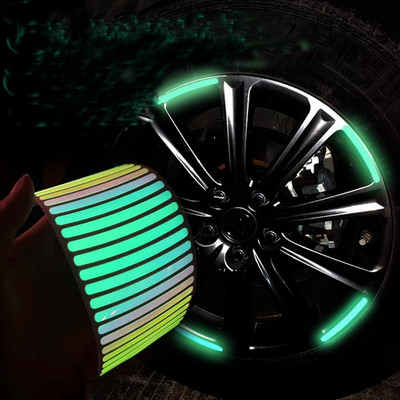 Finzatik 20 Pcs Reflective Wheel Rim Stripe Stickers Universal for Car, Bikes, Trucks 8.5 mm x 100 m Multi Color Reflective Tape(Pack of 1)