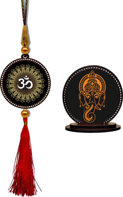 GiftzLane Om Car Hanging Premium & Ganesha Car Dashboard Idol Showpiece Combo Car Hanging Ornament(Pack of 1)