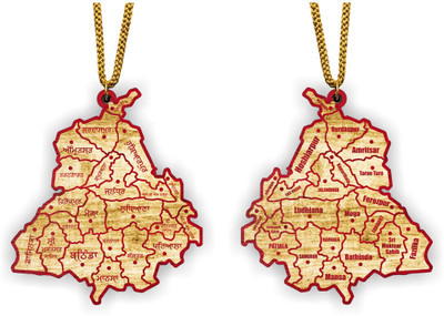 ART END Punjab Map city name Punjabi & English P115 idol accessories Car Hanging Ornament(Pack of 1)