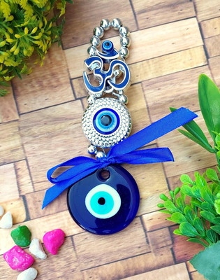 Divine Creations OM Nazar Bhatu Protection and Blessing Hanging for Car, Home & Workspace Decorative Showpiece  -  15 cm(Glass, Blue)