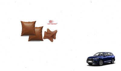 Auto Oprema Brown Leather Car Pillow Cushion for Audi(Rectangular, Pack of 4)