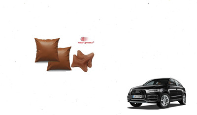 Auto Oprema Brown Leather Car Pillow Cushion for Audi(Rectangular, Pack of 4)