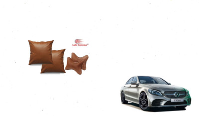 Auto Oprema Brown Leather Car Pillow Cushion for Mercedes Benz(Rectangular, Pack of 4)