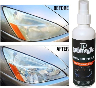 PRIMEGIC Liquid Car Polish for Metal Parts, Leather, Windscreen, Headlight, Exterior, Dashboard, Chrome Accent, Bumper(200 ml, Pack of 1)