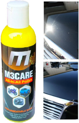 M3CARE Liquid Car Polish for Metal Parts, Chrome Accent, Bumper, Windscreen, Tyres, Metal Parts, Leather(200 ml, Pack of 1)