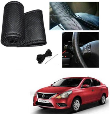 RONISH Hand Stiched Steering Cover For Nissan Sunny(Black, Leatherite)