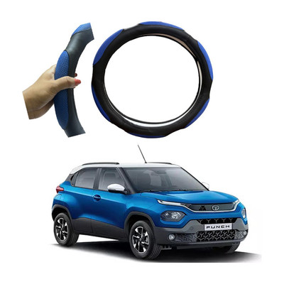 RONISH Hand Stiched Steering Cover For Tata Universal For Car(Black, Blue, Leatherite)
