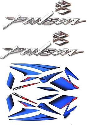 BR BULL Sticker & Decal for Bike(Blue, Silver)