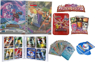 CrazyBuy Pokemon Crad Binder Album With Scarlet & Violet Paldea Evolved Tin Box For Kids(Multicolor)