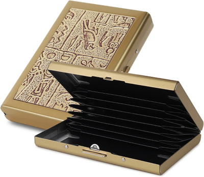 StealODeal Long-Lasting RFID Blocking Gold Egypt Credit/Debit Metal Atm 8 Card Holder(Set of 1, Gold)