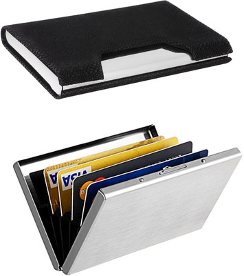 OFIXO Steel Credit Card Holder, Wallet Slim Metal Case 6 Card Holder(Set of 2, Multicolor)