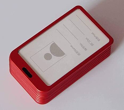 GPN PRINT Natural Hard Metal (Aluminum Alloy) PVC ID Card Holder/Badge with Strap 10 Card Holder(Set of 5, Red)