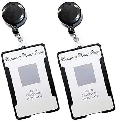 GPN PRINT Combo Identity Card Holder with Retractable Reel YO YO (Made in India) Black 2 Card Holder(Set of 2, Black)
