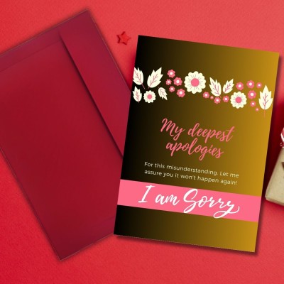 AanyaCentric So Sorry Printed Card For Love Lover Family Parents Husband Wife Greeting Card(Multicolor, Pack of 1)