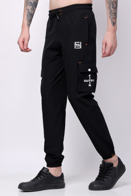 FitIn OutFit Solid Men Black Track Pants