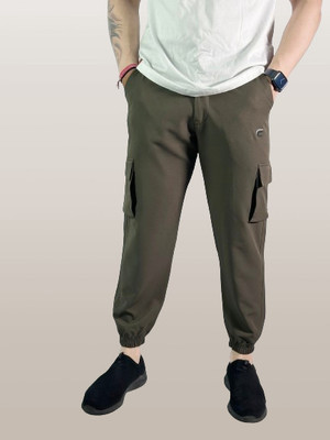 COZYCOVE Solid Men Olive Track Pants