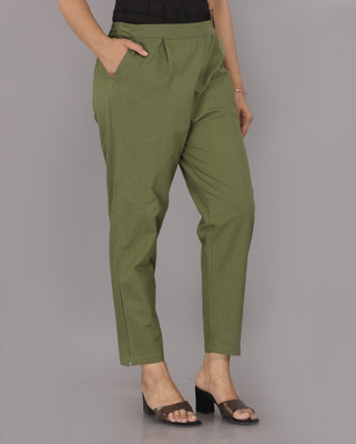 Zucii Regular Fit Women Dark Green Trousers