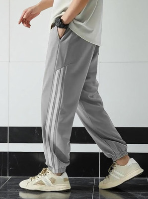 Kesaria Textile Company Striped Men Grey Track Pants