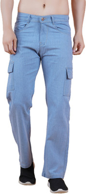 White leapard Loose Fit Men Light Blue Jeans