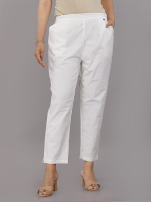 Zucii Regular Fit Women White Trousers