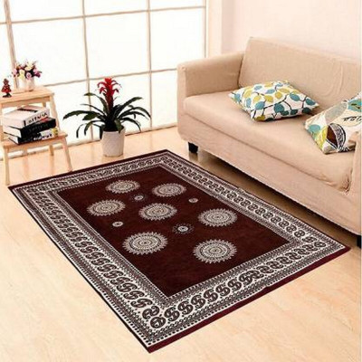 Shreejee Brown Polyester, Chenille Carpet(140 cm,  X 210 cm, Rectangle)