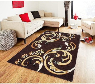 Sana Carpet Brown Silk Carpet(5 ft,  X 7 ft, Rectangle)