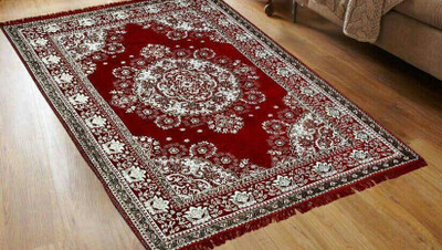 Shreejee Maroon Polyester, Chenille Carpet(140 cm,  X 210 cm, Rectangle)