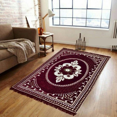 Shreejee Brown Polyester, Chenille Carpet(140 cm,  X 210 cm, Rectangle)