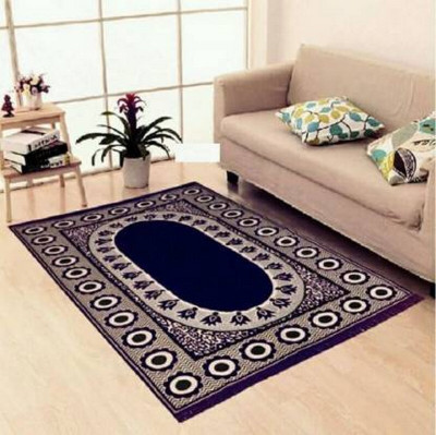 Shreejee Blue Polyester, Chenille Carpet(140 cm,  X 210 cm, Rectangle)
