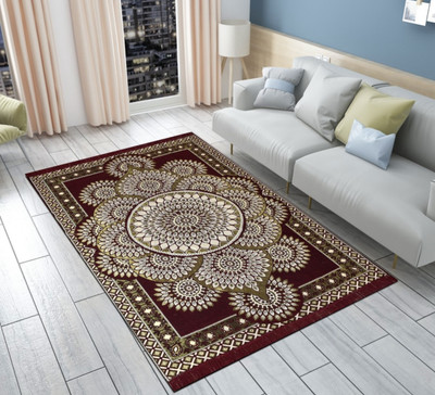 THE FRESH LIVERY 137 cm  X 190 cm Cotton Carpet(Rectangle, Red)