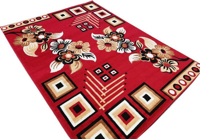 ALAMRUGS 145 cm  X 200 cm Synthetic Carpet(Rectangle, Red)