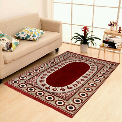 MSB FAB 5 ft  X 7 ft Velvet Carpet(Rectangle, Maroon)