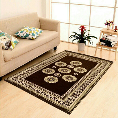 MS VISHU Brown Polyester, Chenille Carpet(140 cm,  X 210 cm, Rectangle)