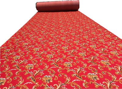Acarpet Red, Maroon Synthetic Carpet(5 ft,  X 10 ft, Rectangle)