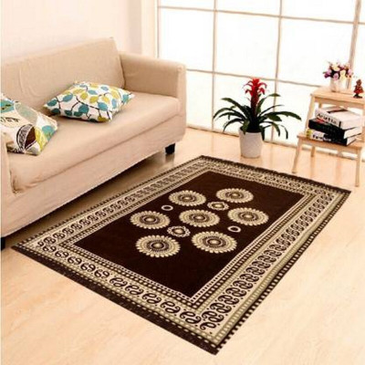 Shreejee Brown Polyester, Chenille Carpet(140 cm,  X 210 cm, Rectangle)