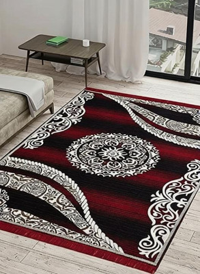 otizem Maroon Chenille Carpet(153 cm X 214 cm)